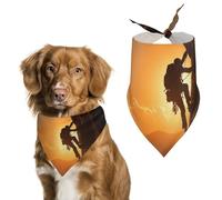 Man Climbing on Rock Mountain1 Sunset Cute Dog Bandanna Scarf Printed Adjustable Triangle Pet Kerchief for Dogs And Cats