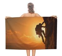 Man Climbing on Rock Mountain1 Sunset Lightweight Beach Towel Quick Dry Swimming Towels Absorbent for Travel Vacation Present