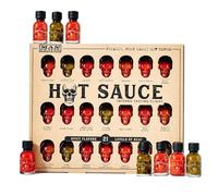 Man Crates, Hot Sauce Inferno Flight, Includes 21 Flavors in Skull-Shaped Mini Hot Sauce Bottles, Spicy Challenge with Habanero, Ghost Pepper & More