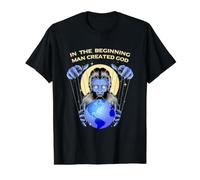 Man Created God Agnostic Atheism Conspiracy Theory Atheist Value Graphic T-Shirt, Men, Black, S