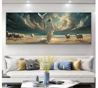 Man Diamond Art Kits Adults 5D Large sheep Diamond Painting with Round Drills DIY Full Drill Gem Big Crystal Art Painting Set, Crafts Mosaic Kits for Adults for Home Wall and Gifts 12x36inch, Model599