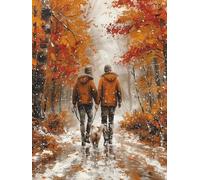 Man Diamond Art Kits Adults, Snow Scene Diamond Painting, Crystal Art Kits for Adults, DIY Round Full Drill Embroidery Cross Stitch Canvas Painting Crafts Pictures, Home Wall Decor, 100x135cm 2-2296