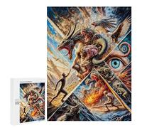 Man Facing Monsters Decorative Jigsaw for Grown-Ups, 500 PCS - New Year Gift - to Assemble, Frame And Display