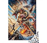 Man Facing Monsters Jigsaw Puzzle for Adults, 1000 Pieces, 52x38cm/1000pcs, Quiet Home Activity, Relaxing Indoor Time And Puzzle Lovers
