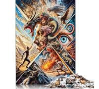 Man Facing Monsters Jigsaw Puzzles Puzzle for Adults Kids. 1000 Pieces Impossible Challenge Toy Educational Game Home Decoration for Adults& Kids Age 14 Years Up 1000pcs (75x50cm)