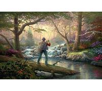 Man fishing in the woods - Jigsaw Puzzles For Adults 1000-Piece Diy Puzzle Kids Wooden Toys