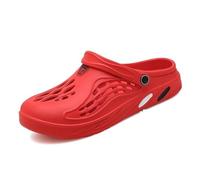 Man Garden Clogs Anti Slip Sandals, Lightweight Breathable Quick-Dry Mesh Shoes with Adjustable Heel Strap for Men Women Indoor Outdoor Beach Shower Black Grey UK 3-14 (Red,4)