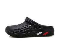 Man Garden Clogs Shoes Size 3-14 UK，Anti Slip Sandals, Lightweight Breathable Quick-Dry Mesh Shoes with Adjustable Heel Strap for Men Women Indoor Outdoor Beach Shower Black Grey (5.5,Black)