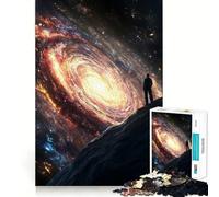 Man Gazing at Galaxy 1000 Pieces Puzzles for Teenagers Serene Game Smooth Joint Pattern Build (50x75cm)