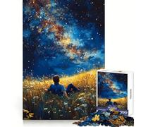 Man Gazing at The Starry Sky Adult Jigsaw Puzzles1000 Pieces DIY Play Perfect Connection Pattern Assemble Art Display (50x75cm)