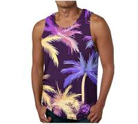 Man Hawaiian Shirts Sale Clearance Stretch Beach Vests Tropical Coconut Print Tank Top Gym Sleeveless Vest Tops Mens Crewneck Color Block Thin Cami Tanks Summer Vacation Tees 2025 Plus Size S-XXL