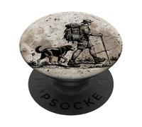 Man Hiker and Dog Best Friend Nature Mountain Trail Hiking PopSockets Adhesive PopGrip