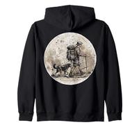 Man Hiker and Dog Best Friend Nature Mountain Trail Hiking Zip Hoodie
