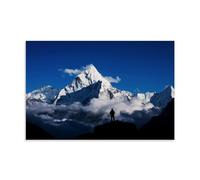 Man Hiking In Mount Everest Himalayan Mountains Decorative Painting Canvas Wall Art Living Rooms Bedroom 24x36inch(60x90cm)