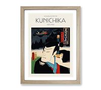 Man Holding A Samurai Sword By Toyohara Kunichika Exhibition Museum Asian Japanese Framed Wall Art Print, Ready to Hang Picture for Living Room Bedroom Home Office Décor, Oak A4 (34 x 25 cm)