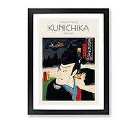 Man Holding A Samurai Sword By Toyohara Kunichika Exhibition Museum Asian Japanese Framed Wall Art Print, Ready to Hang Picture for Living Room Bedroom Home Office Décor, Black A4 (34 x 25 cm)