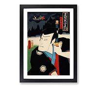 Man Holding a Samurai Sword by Toyohara Kunichika Framed Print | A2 Black Framed Wall Art | Ready to Hang | Modern Nature Picture | Living Room Bedroom Lounge Office