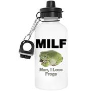 Man I Love Green Frogs Reusable White Aluminium Water Bottle