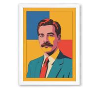 Man in Bold Colours Pop Art Framed Wall Art Print A3 (42×29.7cm) White, Wall Decor for Living Room, Bedroom, Office & Home, Ready to Hang, Art Gift
