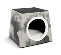 Man in Hoodie Cat Bed for Indoor Cats - Foldable Cat & Dog House with Removable Cozy Cushion, Waterproof Oxford Washable Pet House for Small Pets 13.8" X 13.8" X 11.8"