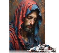 Man in Red And Blue Robe Puzzle 100% Recycled Cardboard Paper Rectangular Jigsaw Puzzle for Adult Children Easter Gift 500pcs (52x38cm)
