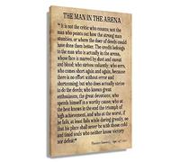 Man In The Arena Framed Inspirational Wall Art Prints Modern Vintage Pictures Canvas Motivational Quotes Wall Decor For Bedroom Framed (16x24 inch)