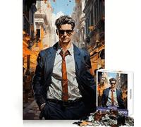 Man in The City Jigsaw Puzzles for Adults 1000 Piece Brain Agility Restful Game Happy Challenge Night Game (50x75cm)