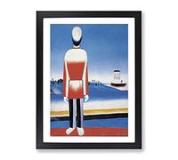 Man In The Countryside By Kazimir Malevich Classic Painting Framed Print | A2 Black Framed Wall Art | Ready to Hang | Classic Historical Picture | Living Room Bedroom Lounge Office