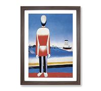 Man In The Countryside By Kazimir Malevich Classic Painting Framed Print | A2 Walnut Framed Wall Art | Ready to Hang | Classic Historical Picture | Living Room Bedroom Lounge Office