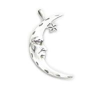 Man in the Moon LARGE sterling silver pendant .925 x 1 Moons celestial