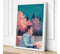 Man in Twilight Garden Modern Canvas Wall Art Print 18x12 Inch (46 x 30 cm)
