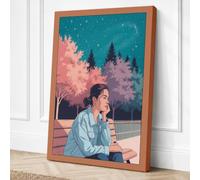 Man in Twilight Garden Modern Canvas Wall Art Print 24x16 Inch (61 x 41 cm)