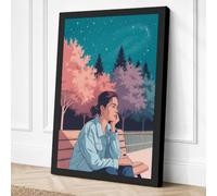Man in Twilight Garden Modern Canvas Wall Art Print 30x20 Inch (76 x 51 cm)