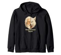 Man Is a Wolf to Man Homo Homini Lupus Latin Quote Zip Hoodie