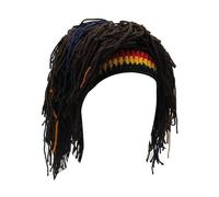 Man Knittings Hat with Dreadlocks Funny Rastas Wigs Beard Handmade Knittings Winter Beanied Christmas Halloween Handmade Crochet Hairs Rastas Wigs Beard with Dreadlocks for Winter