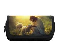 Man Lambs Cute Double Pencil Case Large Capacity Portable Pen Pouch with Zippered