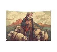 Man Leads The Sheep Flag Party Decor Backdrop Banner Birthday Party Decor Yard Banners Sign Welcome Hanging Flag Outdoor Fence Garage Garden Porch Holiday Backdrop 35x59 in Banner