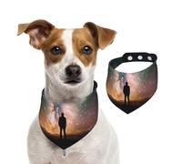 Man Looking Up Universe Night Sky Dog Bandanas,Summer Bandanas for Dogs Washable Adjustable Dog Triangle Scarf Bibs Cute Pet Bibs for Medium Large Dogs Puppy and Cats Large