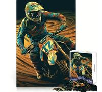 Man Motocross 1000 Piece Jigsaw Puzzle for Teenagers DIY Fun Clear Tone Pattern Assemble Night Fun (38x52cm)