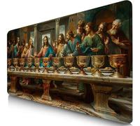Man Mouse Mat 900x400x3mm XXL Gaming Mouse Pad TheLastSupper Desk Mat, Table Mats with Non-Slip, Soft Smooth Surface, Stitched Edges Desk Pad, Waterproof Fabric, Durable, PC, Laptop, Gifts F0-1151