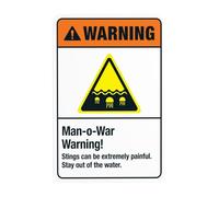 Man-O-War Warning Stings Can Be Extremely Painful Stay Out Metal Warning Sign for Indoor Outdoor Security, Business Office Home Garden Street Decor 20 x 30 cm