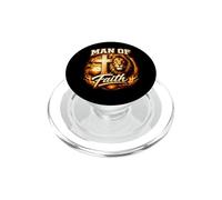 Man Of Faith Cool Lion Father's Day Husband Protector Hero PopSockets PopGrip for MagSafe
