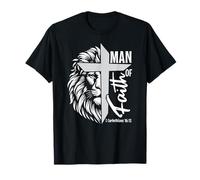 Man of Faith Lion Christian God Jesus Cross T-Shirt