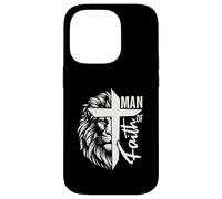Man of Faith Lion Cross Christian Graphic Design Case for iPhone 14 Pro