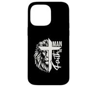 Man of Faith Lion Cross Christian Graphic Design Case for iPhone 14 Pro Max