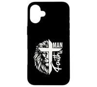Man of Faith Lion Cross Christian Graphic Design Case for iPhone 16 Plus