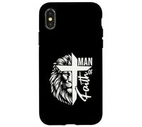 Man of Faith Lion Cross Christian Graphic Design Case for iPhone X/XS