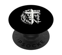 Man of Faith Lion Cross Christian Graphic Design PopSockets Adhesive PopGrip