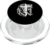 Man of Faith Lion Cross Christian Graphic Design PopSockets PopGrip for MagSafe