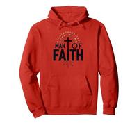 Man of Faith Religious Devotional Cross for Men Pullover Hoodie, Adult Unisex, Red, M